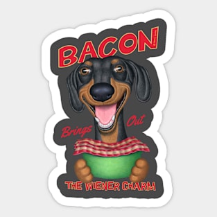 Dachshund Bacon Brings out the Wiener Charm Sticker